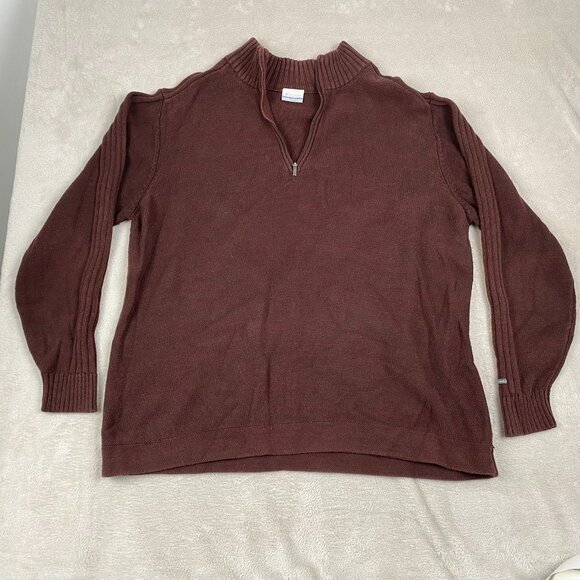 Columbia Men's Sweater XXL Brown 1/4 Zip Knit Pullover 100% Cotton - Picture 11 of 12